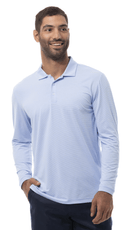 SanSoleil: Men's SoltekIce Mini-Stripe Long Sleeve Polo - 900837MM Clothing