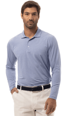 SanSoleil: Men's SoltekIce Mini-Stripe Long Sleeve Polo - 900837MM Clothing