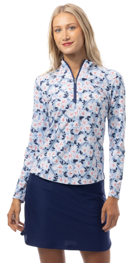 SanSoleil: Ladies Solair Cool Ultra-Mesh Long Sleeve Zip Mock - 900653