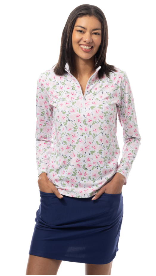 SanSoleil: Ladies Solair Cool Ultra-Mesh Long Sleeve Zip Mock - 900653