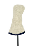 Just 4 Golf: Sherpa Headcover (Set, Driver, Wood, or Hybrid) - Cream with Navy Trim