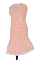 Just 4 Golf: Sherpa Headcover (Set, Driver, Wood, or Hybrid) - Pink with White Trim