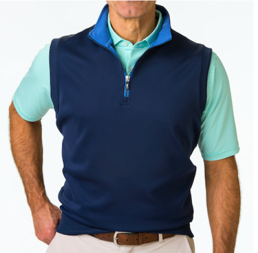 Fairway & Greene: Men's Caves Solid Quarter Zip Vest (Size X-Large/Baltic) SALE