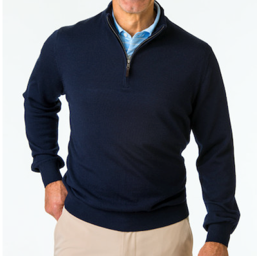 Fairway & Greene: Men's Baruffa Merino Quarter Zip Sweater