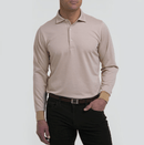Fairway & Greene: Men's Long Sleeve Herringbone Natural Jersey Polo