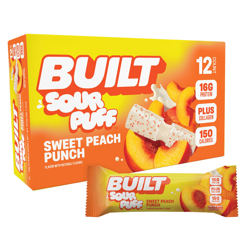 Sweet Peach Punch Protein Bars (Box of 12) by Built