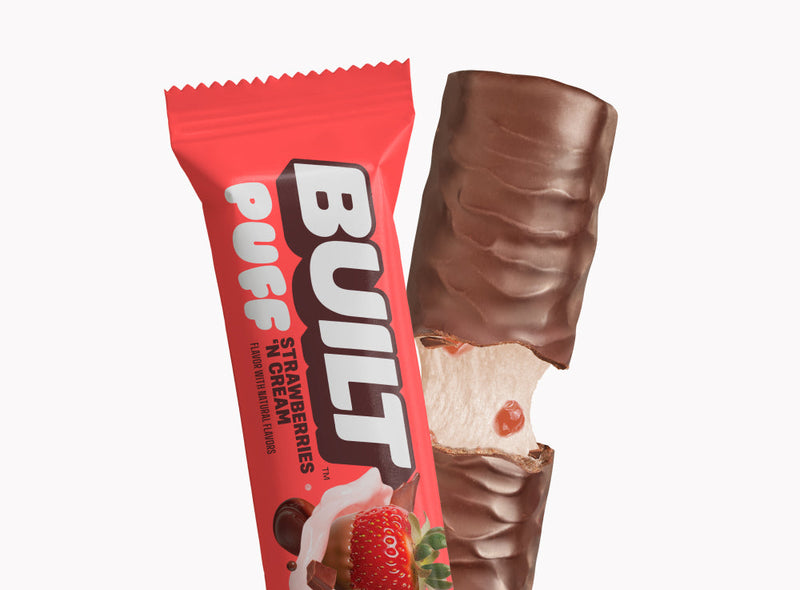 Strawberries 'N Cream Puff Protein Bars (Box of 12) by Built