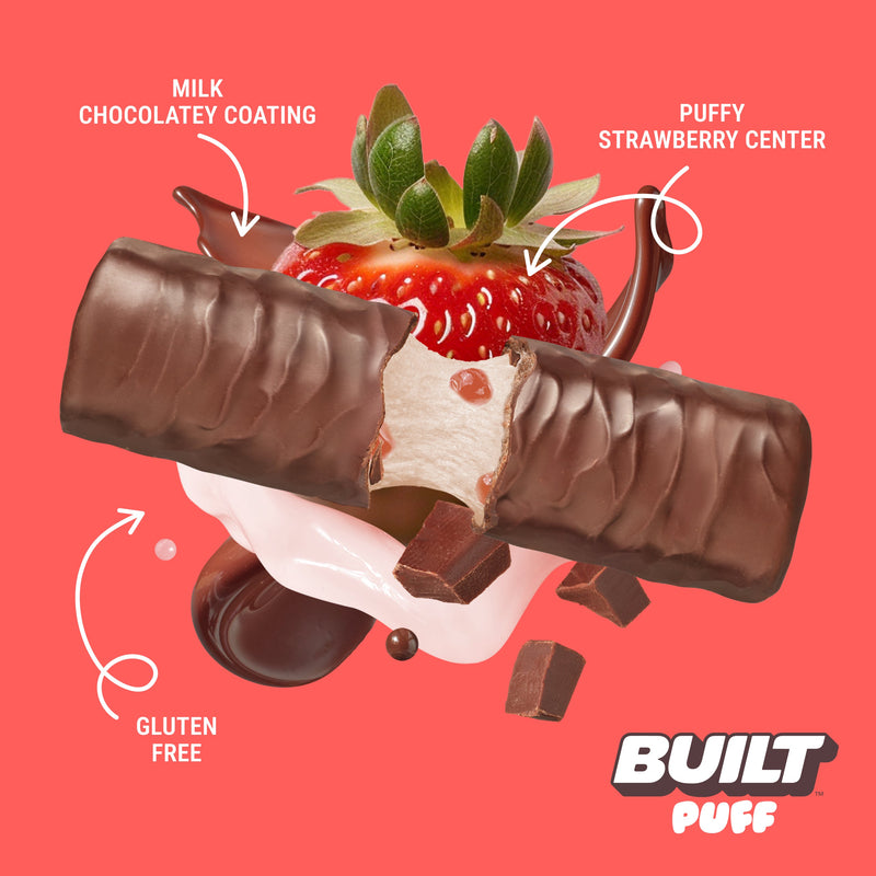 Strawberries 'N Cream Puff Protein Bars (Box of 12) by Built