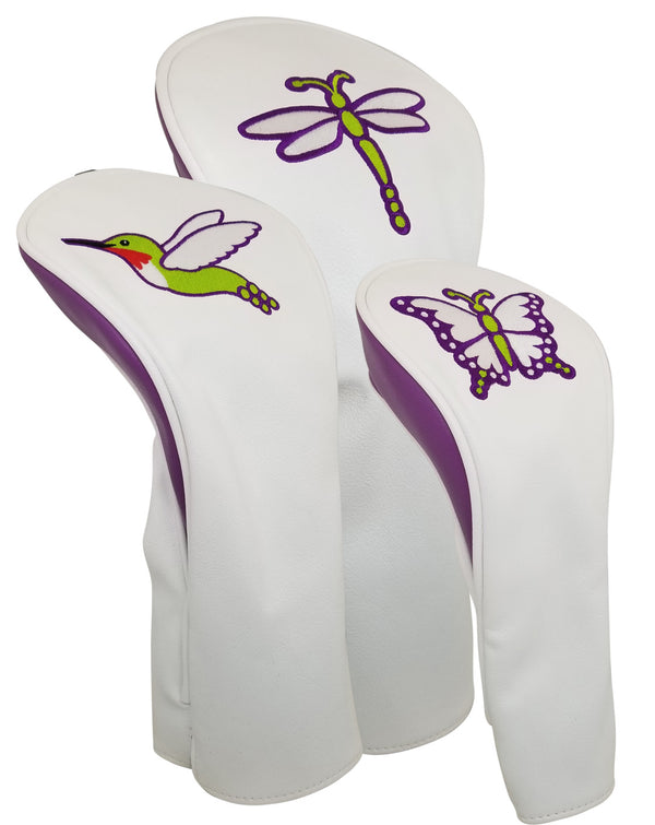 Dragonfly Driver, Hummingbird Fairway & Butterfly Hybrid Headcover Set