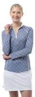 SanSoleil: Ladies UPF 50 SolCool Mock w/ Piping - 900445P