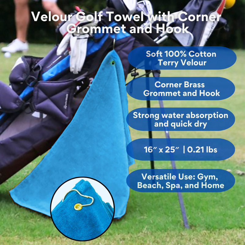 Pro Towels Blankets - Medium Diamond Velour Golf Towel: Corner Grommet & Hook Pack of 4