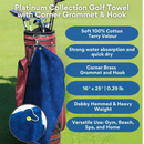 Pro Towels Blankets - Platinum Velour Golf Towel Corner Grommet & Hook Pack of 3