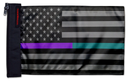 USA Subdued Thin Purple-Teal Line 12"x18" Forever Wave Flag for Jeep Wrangler JKU 4-Door 2007-2018