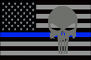 USA Subdued Thin Blue Line Punisher 12"x18" Forever Wave Flag for Boats