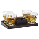 The Wine Savant Cigar Glasses Tray & Ash Tray, 4 Whiskey Cigar Glasses Slot to Hold Cigar, Whiskey Glass Gift Set, Cigar Rest, Accessory Set Gift for Dad, Men Home Office Decor Gifts, Man Cave