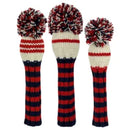 Sunfish: Knit Wool Headcover (Driver, Fairway, Hybrid, or Set) - Navy Red and White Multi Stripe
