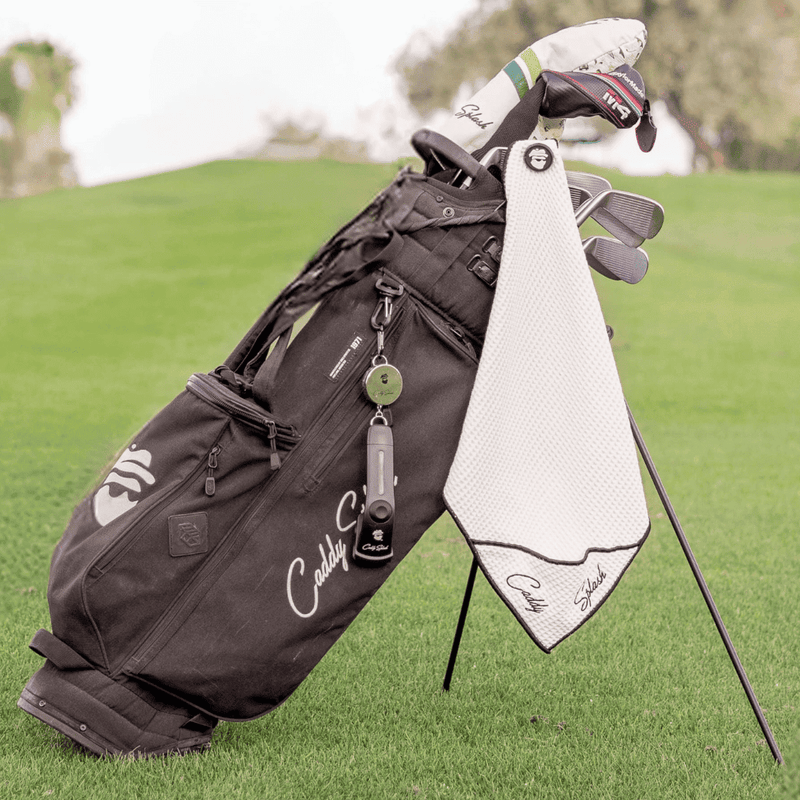 Golf Pocket Mag Towel - White + Golf Club Water Brush Pro Bundle