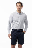 SanSoleil: Men's UPF 50 Soltek Ice Long Sleeve Print Polo - 900841