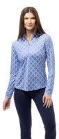 SanSoleil: Ladies Solmelange Longsleeve 1/4 Zip Print Mock - 900453P