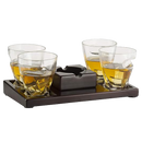 The Wine Savant Cigar Glasses Tray & Ash Tray, 4 Whiskey Cigar Glasses Slot to Hold Cigar, Whiskey Glass Gift Set, Cigar Rest, Accessory Set Gift for Dad, Men Home Office Decor Gifts, Man Cave