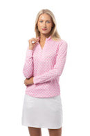 SanSoleil: Ladies Solmelange Longsleeve 1/4 Zip Print Mock - 900453P
