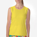 YELLOW SLEEVELESS CREW NECK TOP