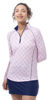 SanSoleil: Ladies UPF 50 SolCool Mock w/ Piping - 900445P
