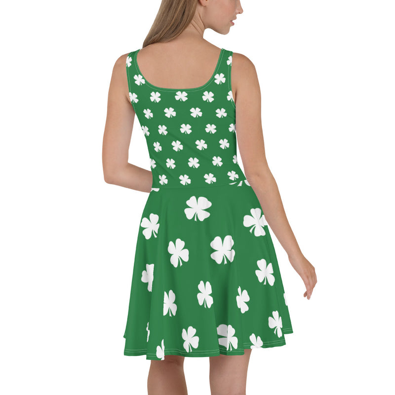 Four-Leaf Clover (White) Ladies Skater Dress by ReadyGOLF