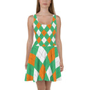 Classic Argyle Green, Orange, White Ladies Skater Dress by ReadyGOLF