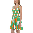 Classic Argyle Green, Orange, White Ladies Skater Dress by ReadyGOLF