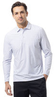 SanSoleil: Men's UPF 50 SolAir Long Sleeve Stripe Polo - 900841S