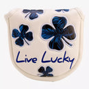Black Clover Live Lucky Mallet Putter Cover - White & Navy Flower Clover Golf