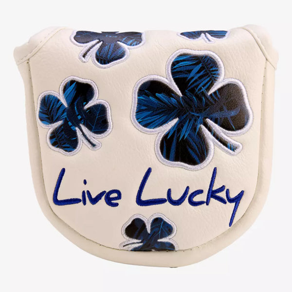 Black Clover Live Lucky Mallet Putter Cover - White & Navy Flower Clover