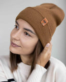 HAAKWEAR Camel Brown Beanie - Classic Knit Cuffed Hat Made in USA