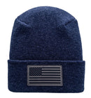 American Flag Beanie - H-Stitch Circular Knit Cuffed Beanie - Patented Design and Made in USA