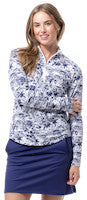 SanSoleil: Ladies Soltek Lux Long Sleeve Print Mock - 900621
