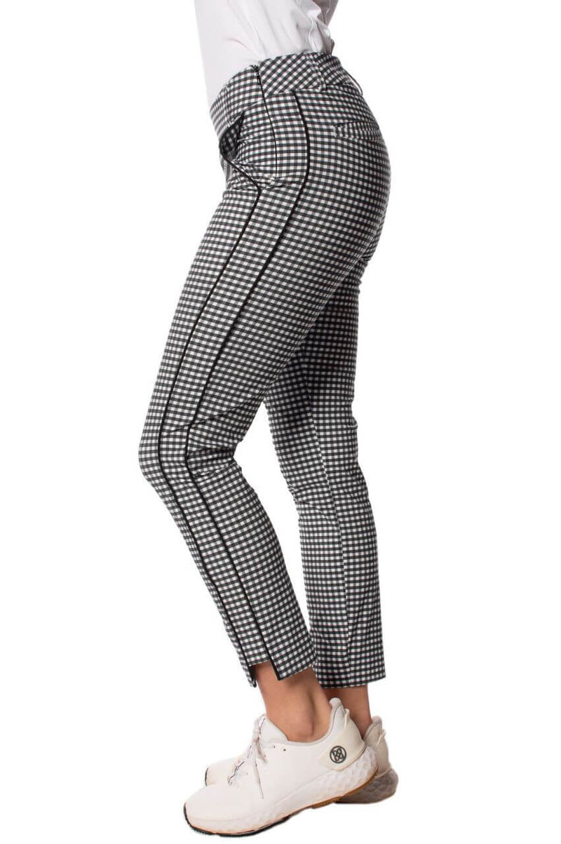 Golftini: Women's Pull-On Stretch Ankle Pant - Black/White Checkered