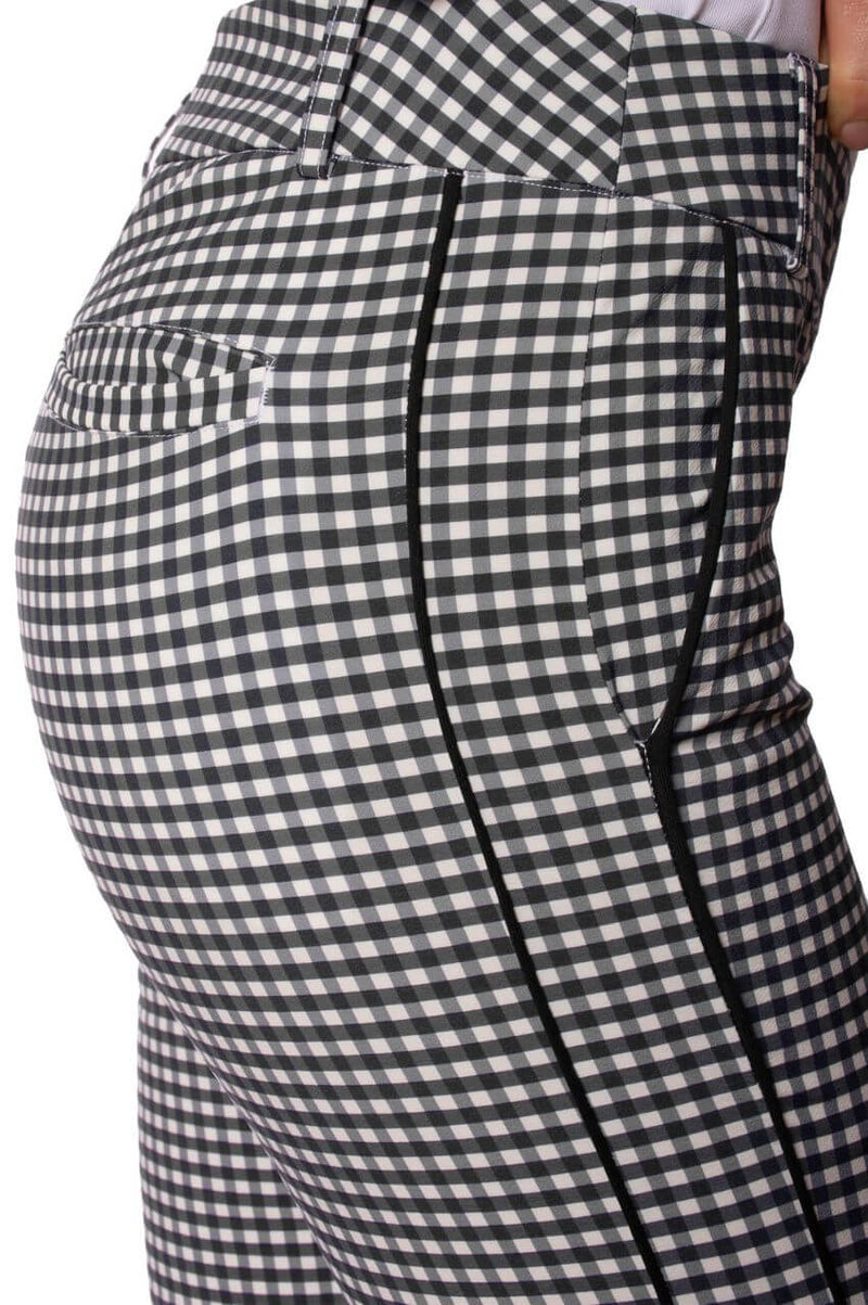 Golftini: Women's Pull-On Stretch Ankle Pant - Black/White Checkered