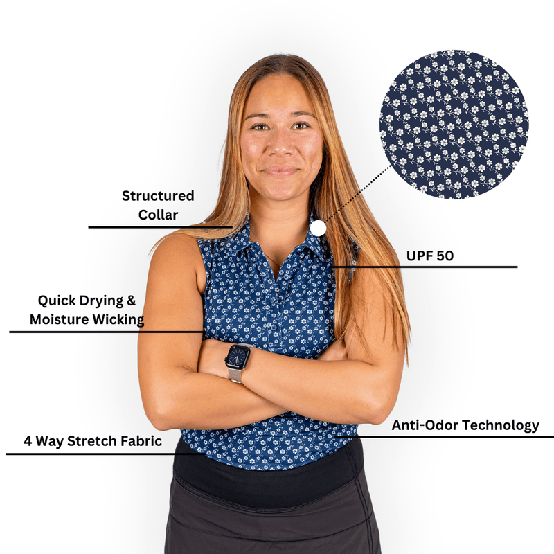 2Putt Golf - Blue Floral Women's Polo (Sleeveless)