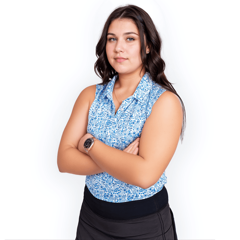 2Putt Golf - Blue Paisley Women's Polo (Sleeveless)