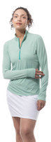SanSoleil: Ladies UPF 50 Melange Stripe Zip Mock - 900453MM