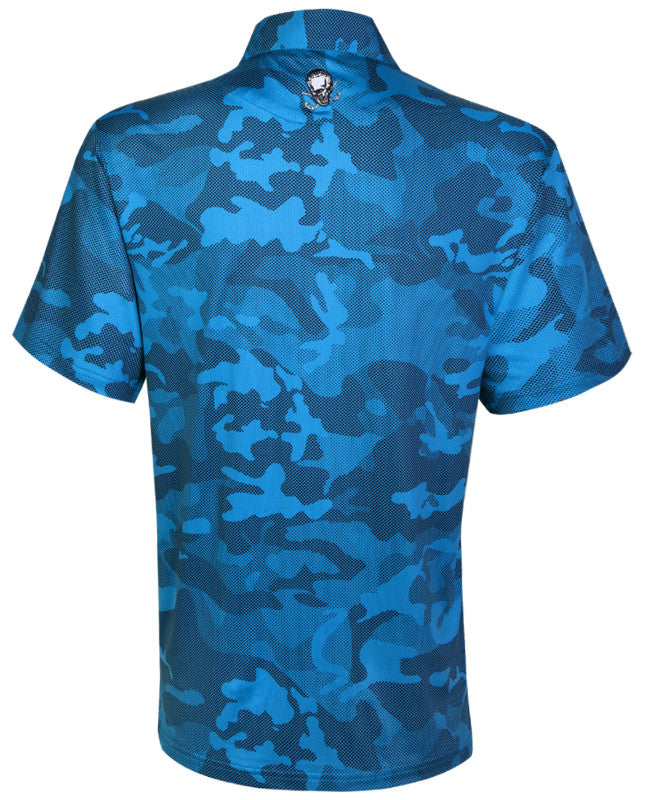 Tattoo Golf: Men's Camo X Cool-Stretch Golf Shirt - Blue