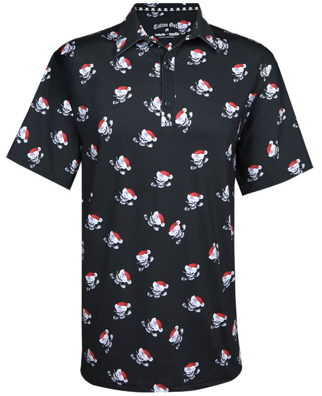 Tattoo Golf:  Men's 2024 Christmas Golf Shirt - Limited Edition (Black)