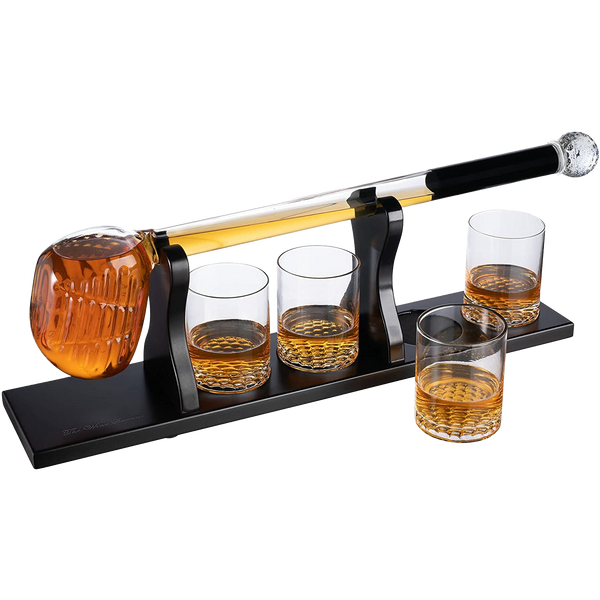 Golf Whiskey Decanter and 4 Liquor Glasses - Decanter & Glass Set - Golf Stick Gifts for Men - Unique Whiskey Decanter Set - Bourbon & Scotch Decanter for Serving Alcohol - Golfer Gifts for Dad