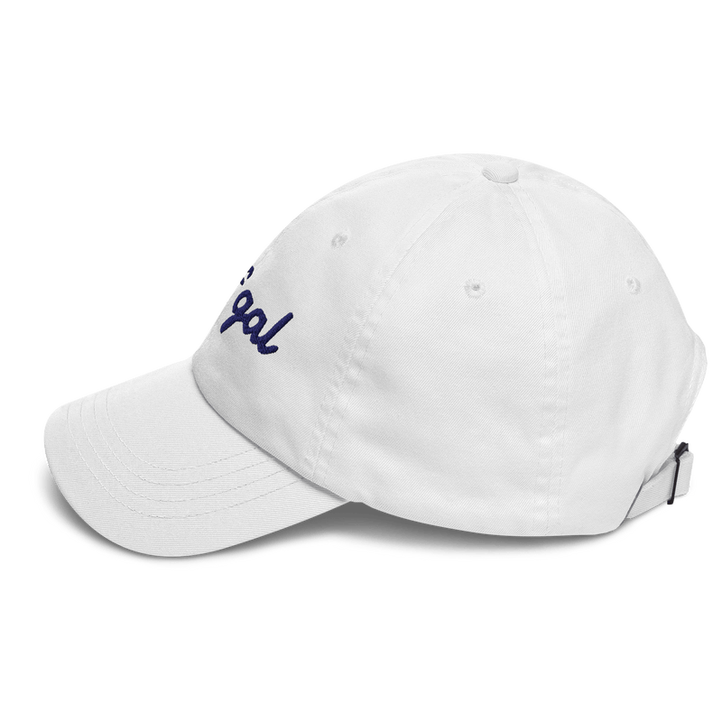 GOLF GAL Script Embroidered Dad Hat – White with Navy Thread