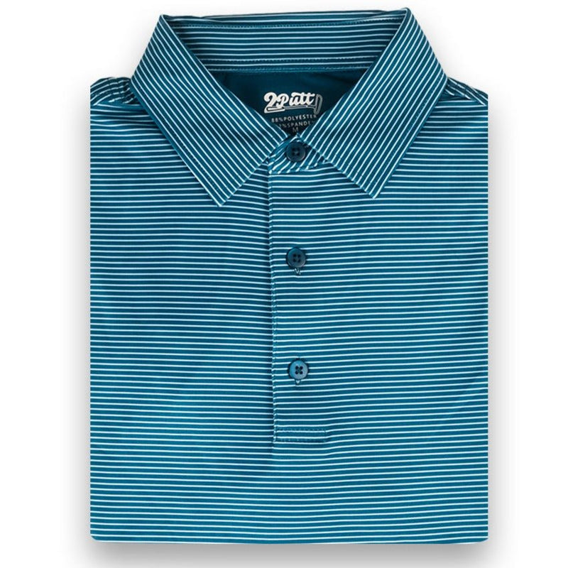 2Putt Golf - Dark Blue Stripe Men's Polo