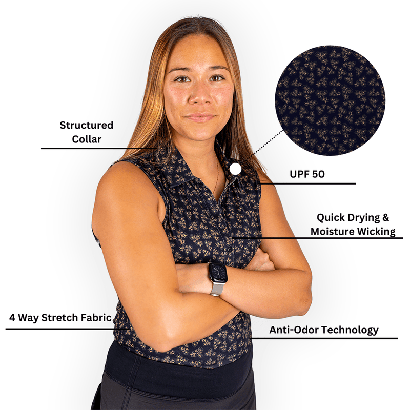 2Putt Golf - Dark Floral Women's (Sleeveless) Polos