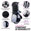 Taboo Fashions: Women's Lightweight 4-Way Golf Bag Stand Bag - Resort Collection - Black Tie Polka Dots