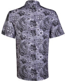 Tattoo Golf: Men's Dragon vs Koi Cool-Stretch Golf Shirt - Grey Clothing