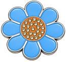 Hippie Flower Blue & Orange Crystal Ball Marker & Hat Clip by ReadyGOLF